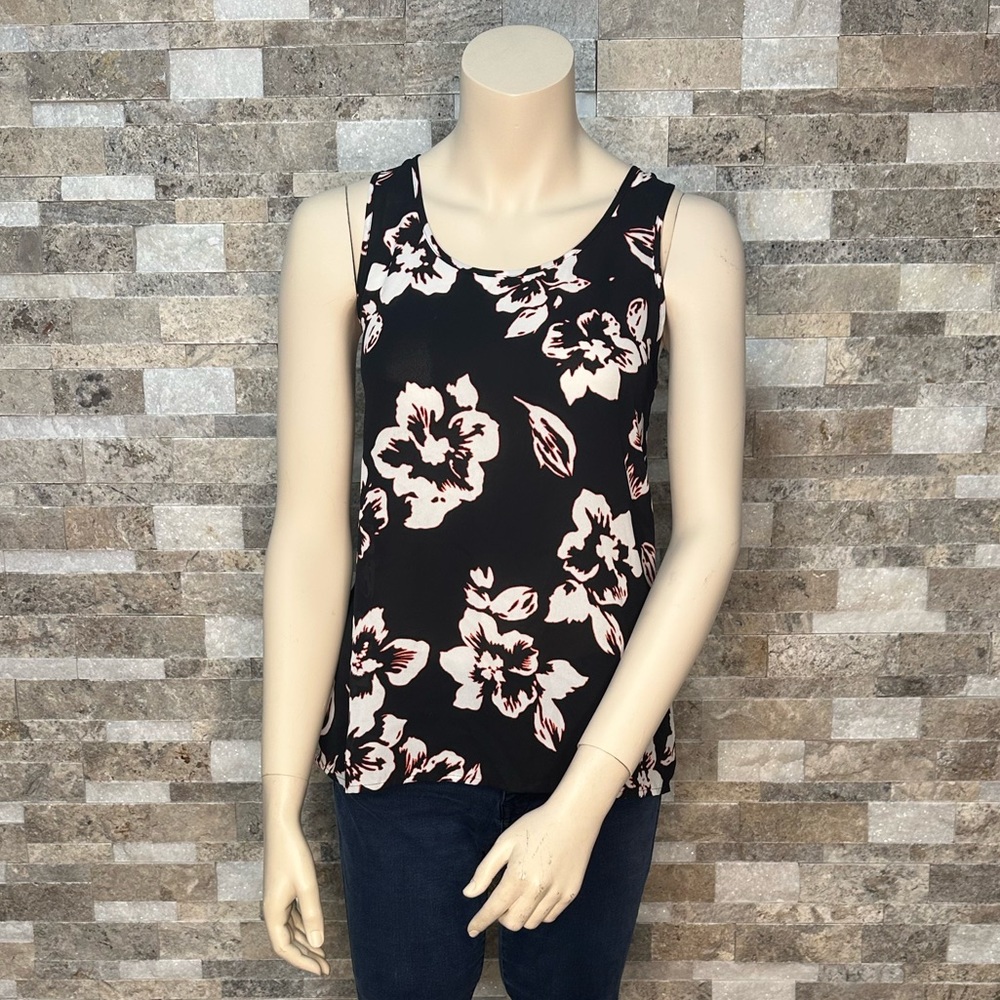 Black Floral Open Back Top